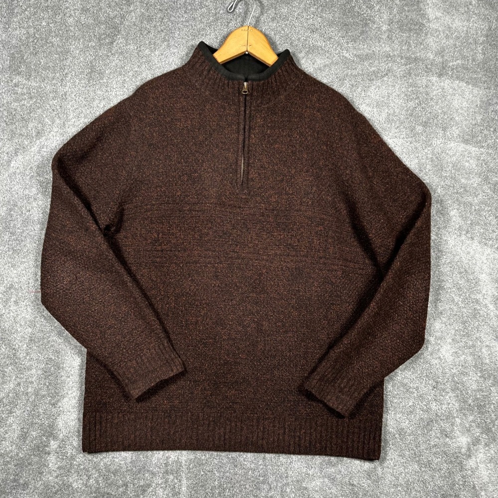 Pendleton Sweater 1/4 Quarter Zip Knit Shetland Wool Washable Brown Mens M 70271